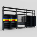 M222 Modular Work Bench with Shelves - H3100mm x W5640mm | Stainless WBT | Dark Grey