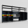 M222 Modular Work Bench with Shelves - H3100mm x W5640mm | Stainless WBT | Dark Grey