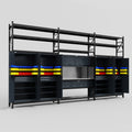 M222 Modular Work Bench with Shelves - H3100mm x W5640mm | Stainless WBT | Dark Grey