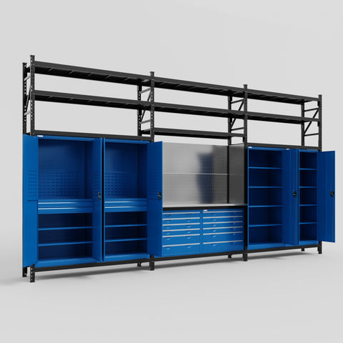 M222 Modular Work Bench with Shelves - H3100mm x W5640mm