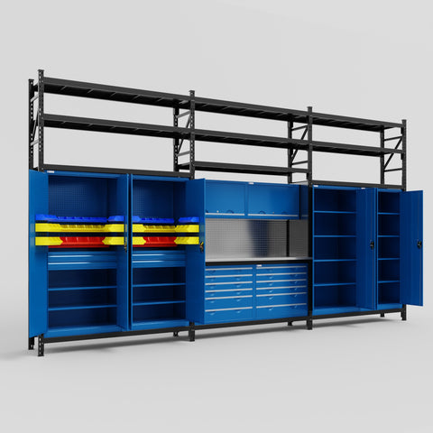 M222 Modular Work Bench with Shelves - H3100mm x W5640mm