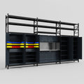M222 Modular Work Bench with Shelves - H3100mm x W5640mm | Stainless WBT | Dark Grey