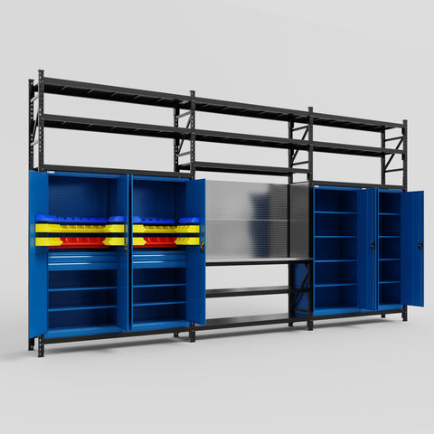 M222 Modular Work Bench with Shelves - H3100mm x W5640mm