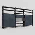 M222 Modular Work Bench with Shelves - H3100mm x W5640mm | Stainless WBT | Dark Grey