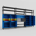 M222 Modular Work Bench with Shelves - H3100mm x W5640mm