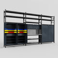 M222 Modular Work Bench with Shelves - H3100mm x W5640mm | Stainless WBT | Dark Grey