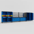 M2222 Modular Work Bench - H2100mm x W7500mm | Laminate WBT | Blue