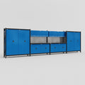 M2222 Modular Work Bench - H2100mm x W7500mm | Laminate WBT | Blue