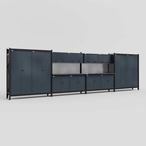 M2222 Modular Work Bench - H2100mm x W7500mm | Laminate WBT | Dark Grey