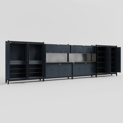 M2222 Modular Work Bench - H2100mm x W7500mm | Laminate WBT | Dark Grey