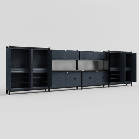 M2222 Modular Work Bench - H2100mm x W7500mm | Laminate WBT | Dark Grey