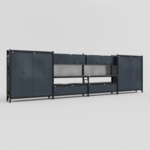 M2222 Modular Work Bench - H2100mm x W7500mm | Laminate WBT | Dark Grey