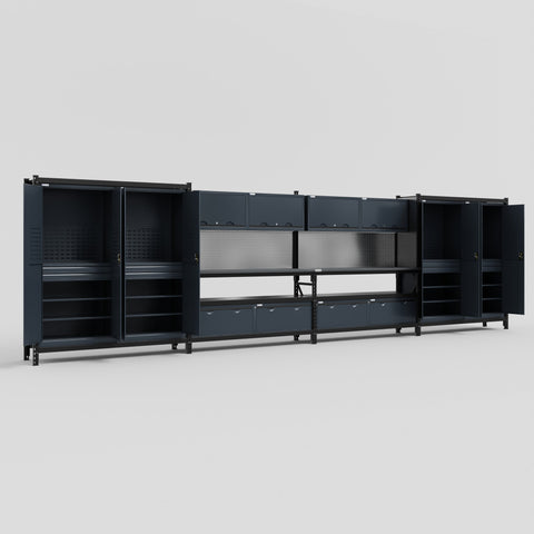 M2222 Modular Work Bench - H2100mm x W7500mm | Laminate WBT | Dark Grey