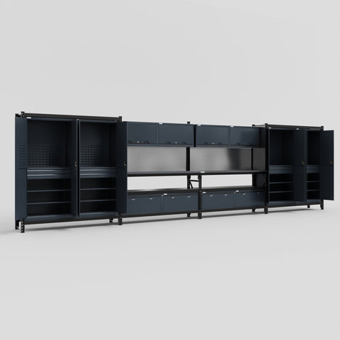 M2222 Modular Work Bench - H2100mm x W7500mm | Laminate WBT | Dark Grey