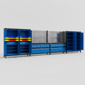 M2222 Modular Work Bench - H2100mm x W7500mm | Laminate WBT | Blue