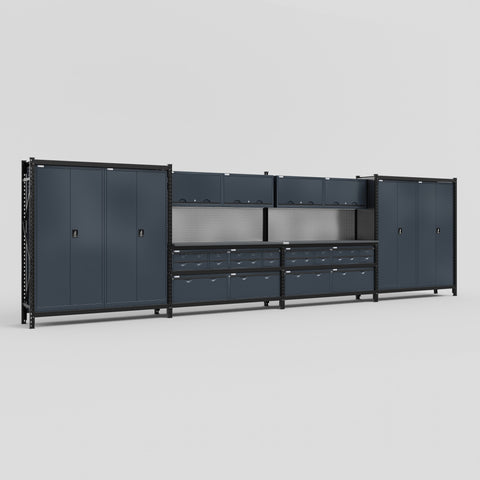 M2222 Modular Work Bench - H2100mm x W7500mm | Laminate WBT | Dark Grey