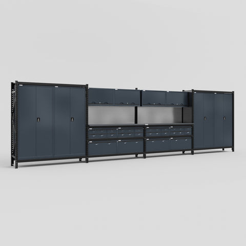 M2222 Modular Work Bench - H2100mm x W7500mm | Laminate WBT | Dark Grey