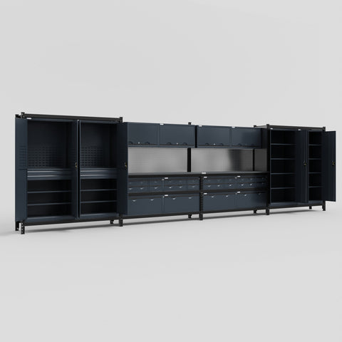 M2222 Modular Work Bench - H2100mm x W7500mm | Laminate WBT | Dark Grey