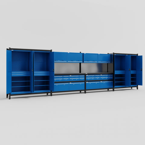 M2222 Modular Work Bench - H2100mm x W7500mm | Laminate WBT | Blue