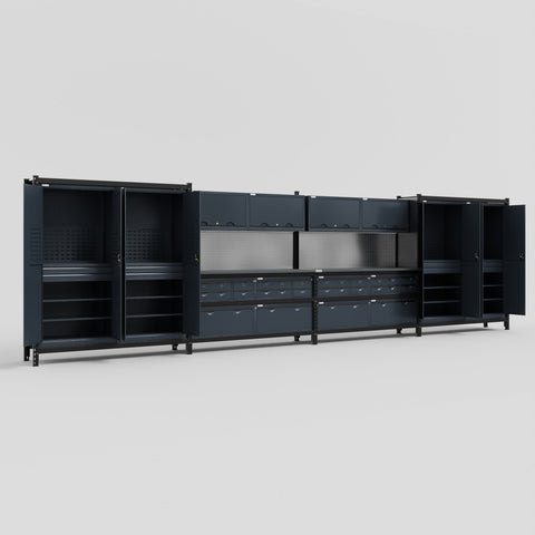 M2222 Modular Work Bench - H2100mm x W7500mm | Laminate WBT | Dark Grey