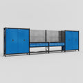 M2222 Modular Work Bench - H2100mm x W7500mm | Laminate WBT | Blue