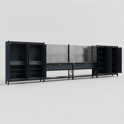 M2222 Modular Work Bench - H2100mm x W7500mm | Laminate WBT | Dark Grey