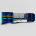 M2222 Modular Work Bench - H2100mm x W7500mm | Laminate WBT | Blue