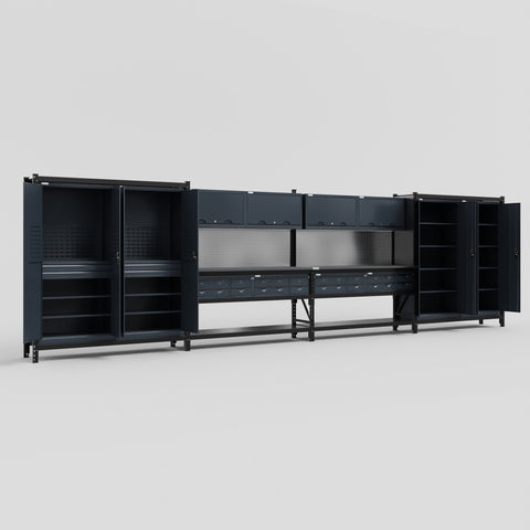 M2222 Modular Work Bench - H2100mm x W7500mm | Laminate WBT | Dark Grey