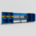 M2222 Modular Work Bench - H2100mm x W7500mm | Laminate WBT | Blue