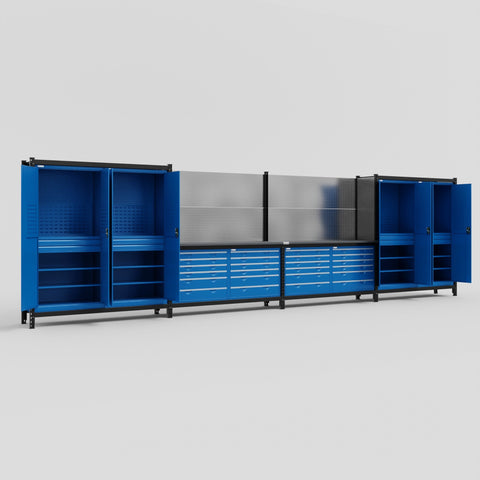 M2222-2 Modular Work Bench - H2100mm x W7500mm | Laminate WBT | Blue