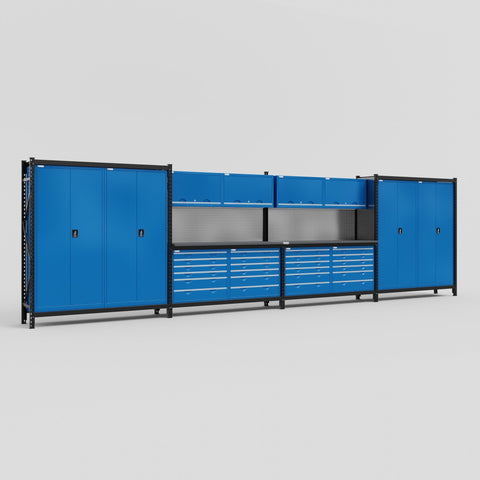 M2222-2 Modular Work Bench - H2100mm x W7500mm | Laminate WBT | Blue