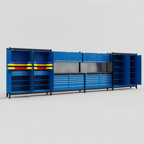 M2222-2 Modular Work Bench - H2100mm x W7500mm | Laminate WBT | Blue