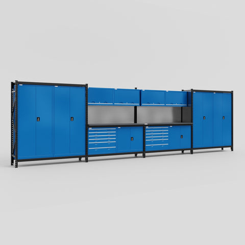 M2222-2 Modular Work Bench - H2100mm x W7500mm | Laminate WBT | Blue
