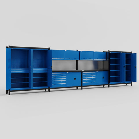M2222-2 Modular Work Bench - H2100mm x W7500mm | Laminate WBT | Blue