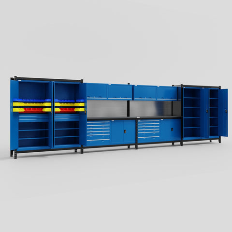 M2222-2 Modular Work Bench - H2100mm x W7500mm | Laminate WBT | Blue