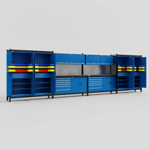M2222-2 Modular Work Bench - H2100mm x W7500mm | Laminate WBT | Blue