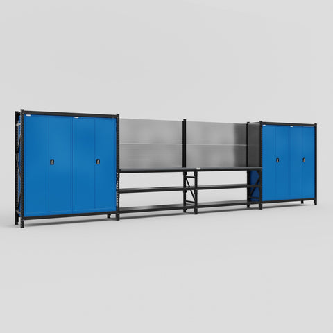 M2222-2 Modular Work Bench - H2100mm x W7500mm | Laminate WBT | Blue