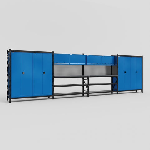 M2222-2 Modular Work Bench - H2100mm x W7500mm | Laminate WBT | Blue