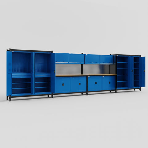 M2222 Modular Work Bench - H2100mm x W7500mm | MDF WBT | Blue