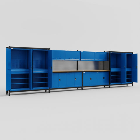 M2222 Modular Work Bench - H2100mm x W7500mm | MDF WBT | Blue