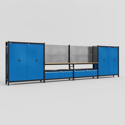 M2222 Modular Work Bench - H2100mm x W7500mm | MDF WBT | Blue