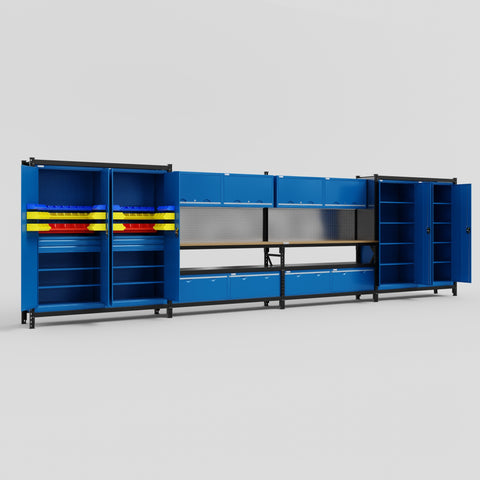 M2222 Modular Work Bench - H2100mm x W7500mm | MDF WBT | Blue