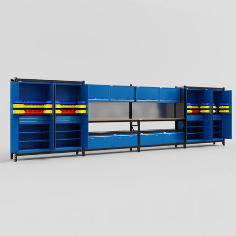M2222 Modular Work Bench - H2100mm x W7500mm | MDF WBT | Blue