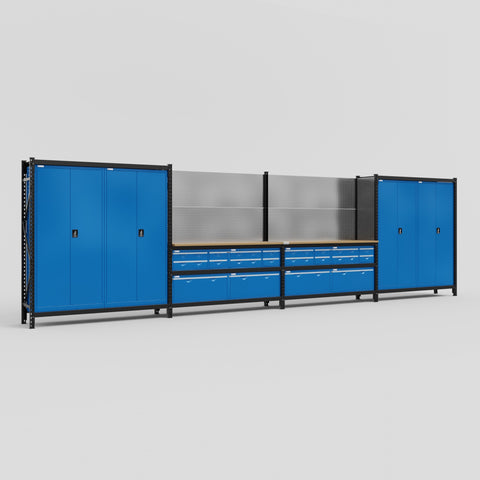 M2222 Modular Work Bench - H2100mm x W7500mm | MDF WBT | Blue