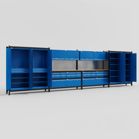 M2222 Modular Work Bench - H2100mm x W7500mm | MDF WBT | Blue
