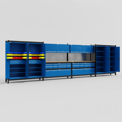 M2222 Modular Work Bench - H2100mm x W7500mm | MDF WBT | Blue