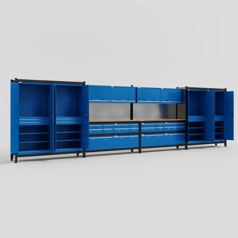 M2222 Modular Work Bench - H2100mm x W7500mm | MDF WBT | Blue