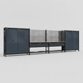 M2222 Modular Work Bench - H2100mm x W7500mm | MDF WBT | Dark Grey