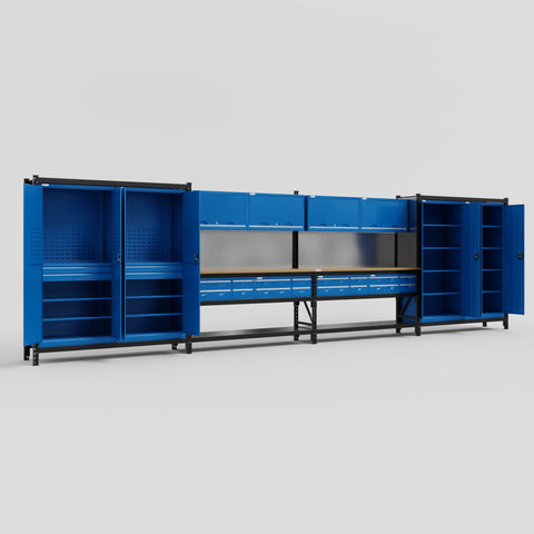 M2222 Modular Work Bench - H2100mm x W7500mm | MDF WBT | Blue
