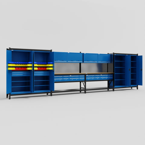 M2222 Modular Work Bench - H2100mm x W7500mm | MDF WBT | Blue